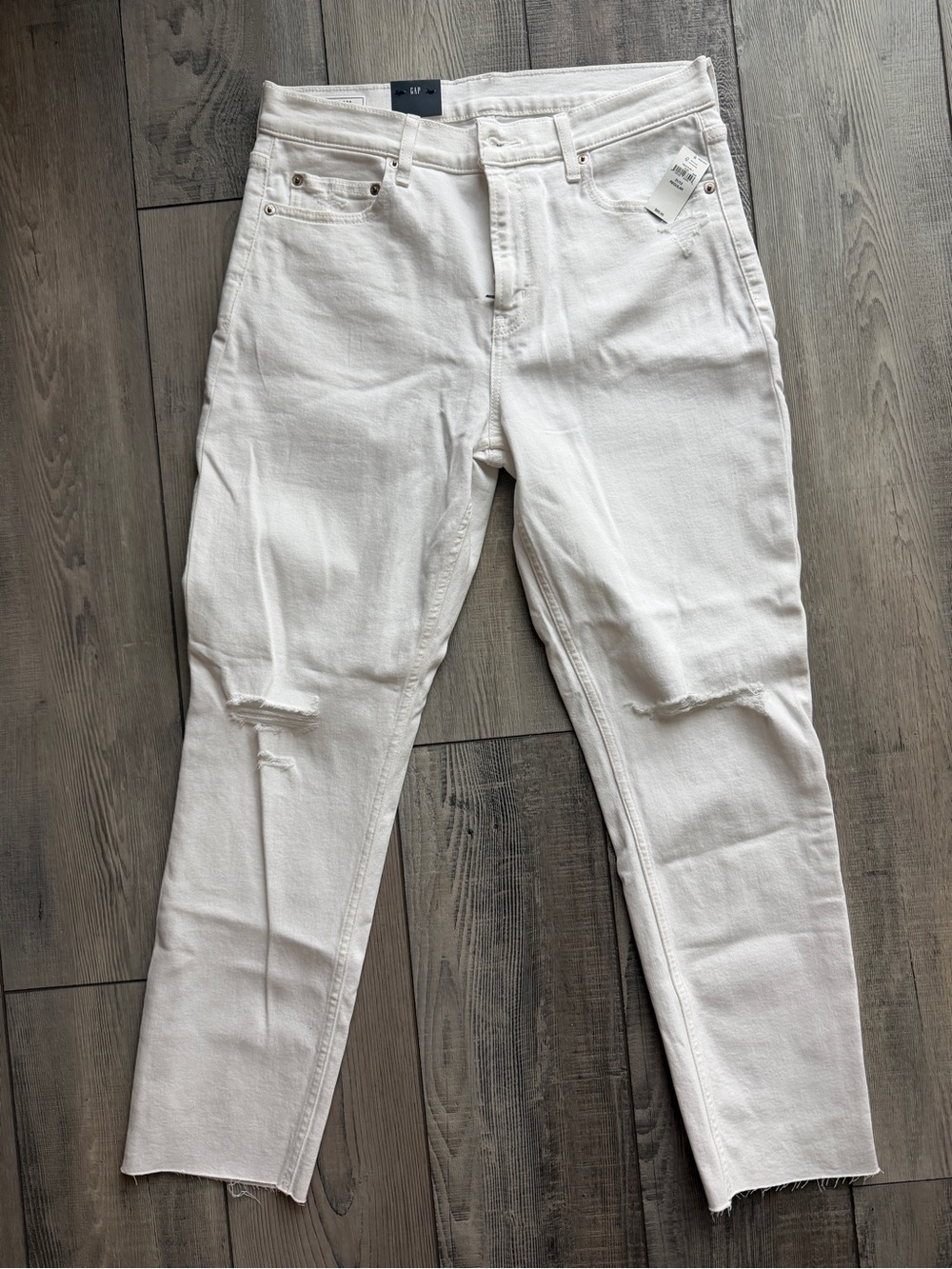 GAP White Distressed Boyfriend Jeans